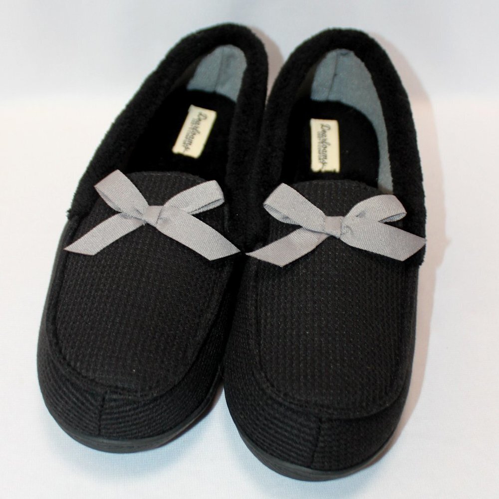 Dearfoam Black w/Grey Bow Slippers